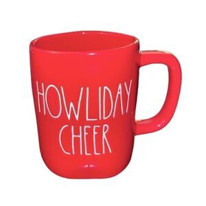 Rae Dunn Christmas Red & White "HOWLIDAY CHEER" Coffee Mug New
